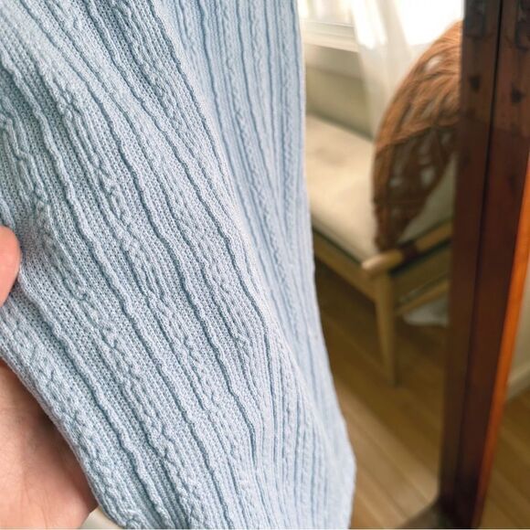 ZARA Cable Weave Bodycon Knit Mini Dress Square Neck in Light Blue Women's Small - Picture 3 of 6